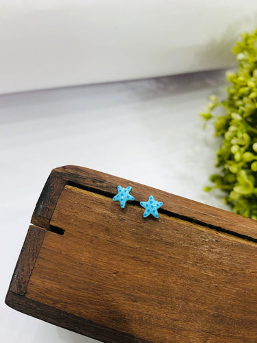 925 Silver Blue Star Earrings